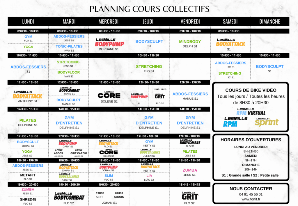 COURS COLLECTIFS FORFIT